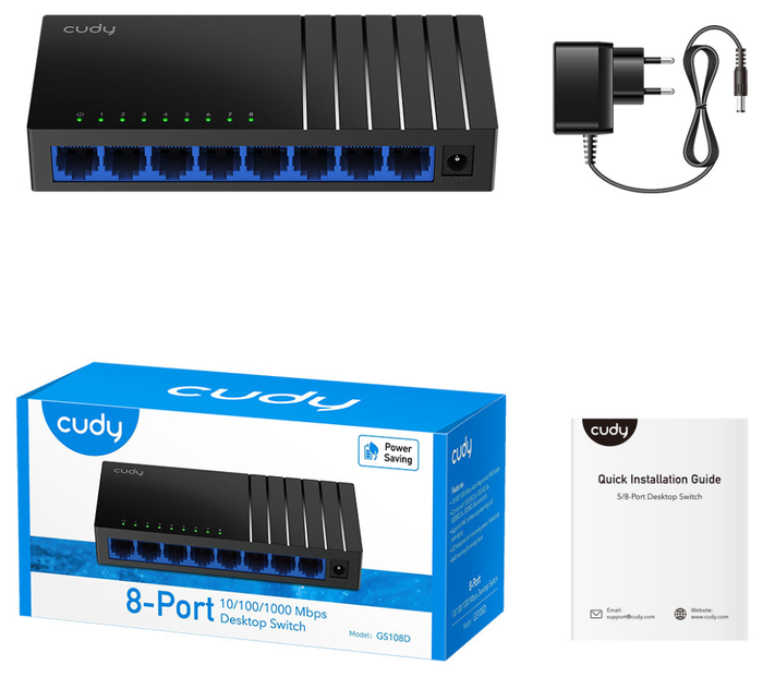 Cudy GS108D Switch Gigabit de Escritorio 8 Puertos con 1 Puerto Uplink SFP