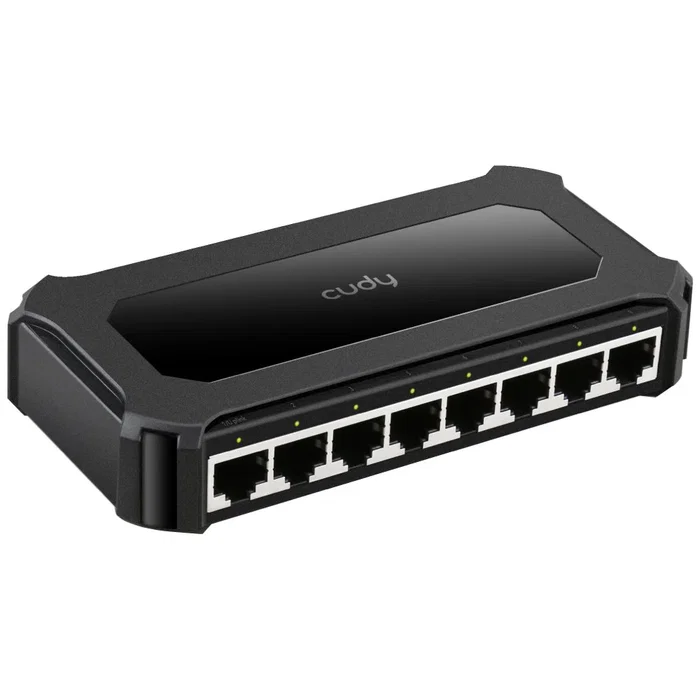 Cudy GS108D Switch Gigabit Desktop 8 Puertos Ethernet 10/100/1000 Mbps, Negro, Plug & Play, Full Duplex, 16 Gbps Capacidad