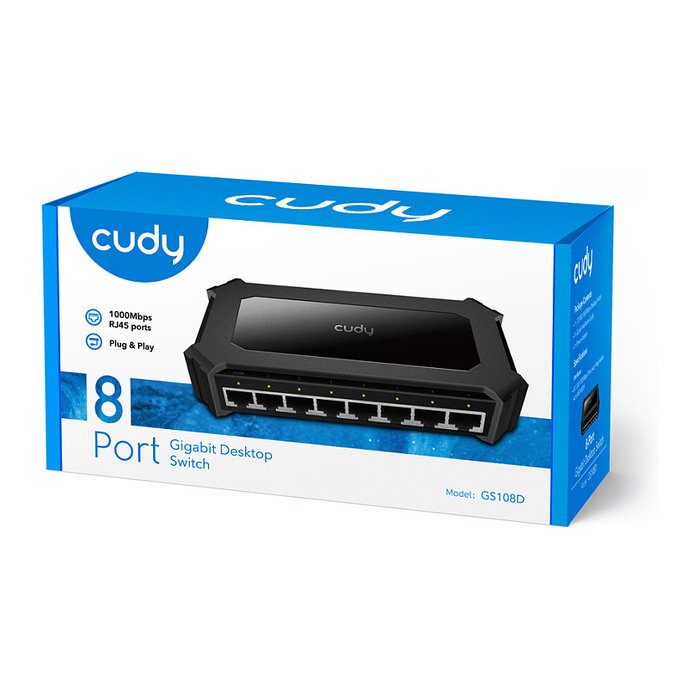 Cudy GS108D Switch de red de 8 puertos Gigabit Ethernet Negro