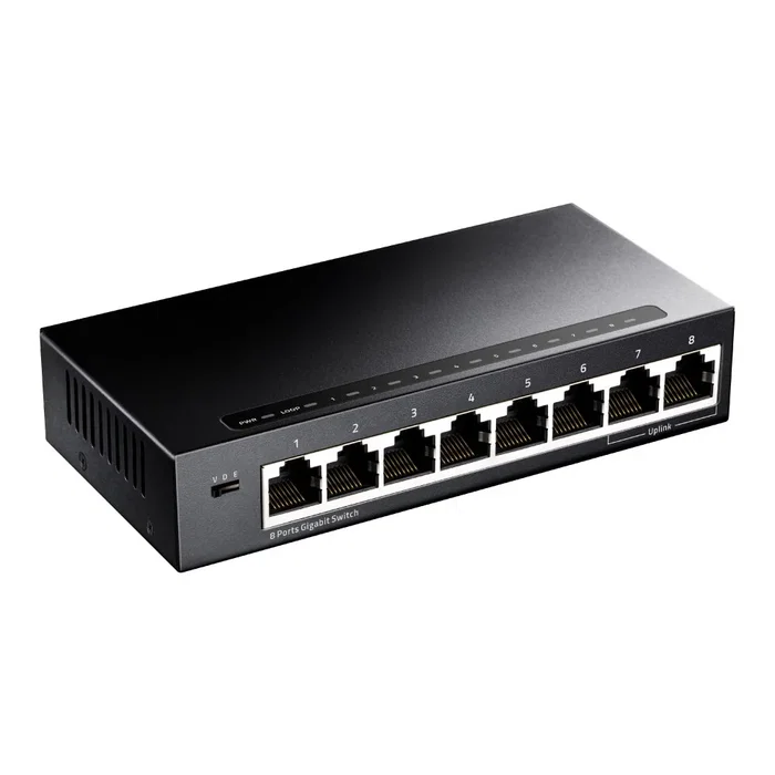 Cudy GS108 Switch Gigabit Ethernet 8 Puertos (10/100/1000) Metal Negro - Conmutador 16 Gbit/s, Full Duplex