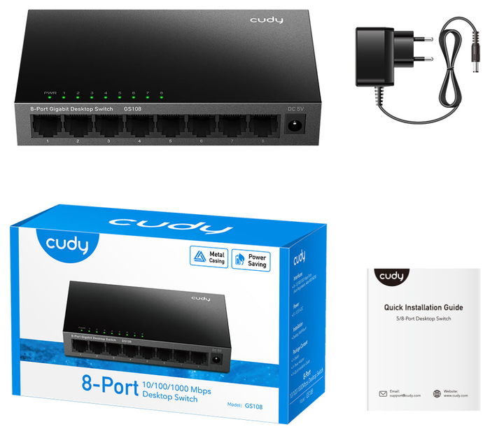 Cudy GS108 Switch Gigabit de 8 Puertos Metal - Conmutador de Red