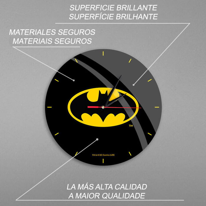 ERT GROUP Reloj de Pared Batman DC Comics 30.5cm con Mecanismo Silencioso y Esfera Brillante y Reflectante