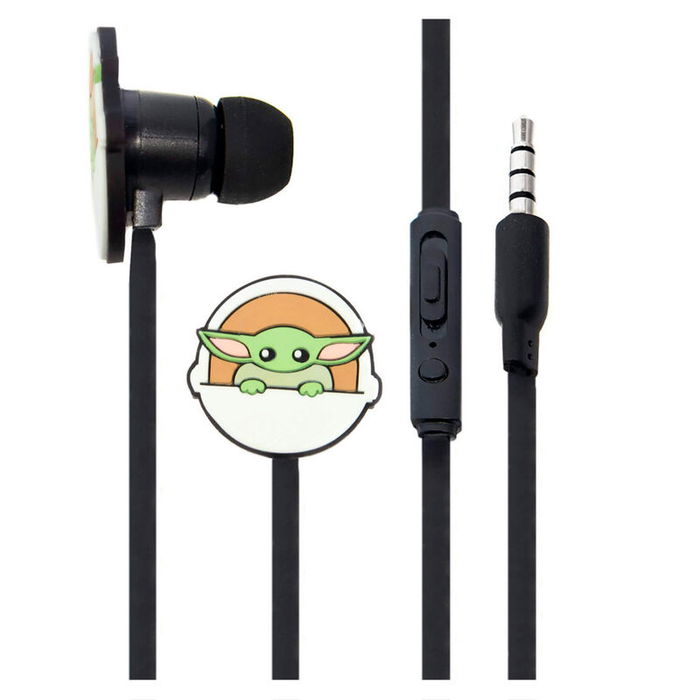 ERT GROUP Auriculares Baby Yoda Mandalorian Star Wars, Control Multifuncional, ABS, Cable 120cm, Jack 3.5mm