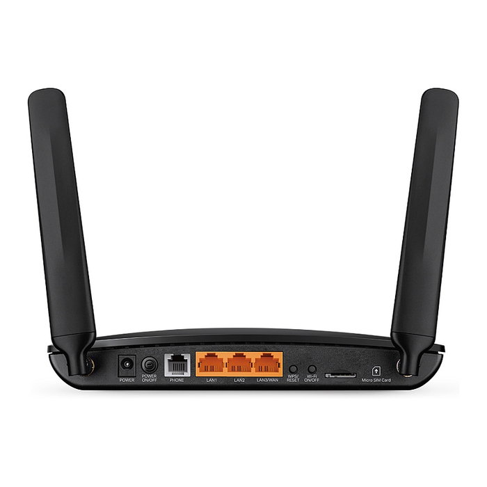 TP-Link Router Archer MR6500V AC750 4G LTE Móvil Modem WiFi 4 (802.11n) 2.4 GHz 300 Mbps 2 Puertos LAN Negro