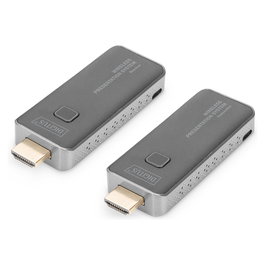 Digitus Click & Present Mini - Sistema de Presentación Inalámbrico, Transmisor y Receptor AV 1080p Full HD, HDMI 1.4, 50 m de Alcance, Negro