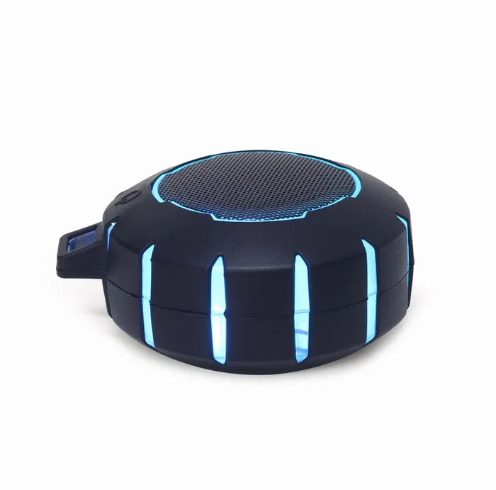 Gembird SPK-BTOD -01 Altavoz Bluetooth Portátil con Luces LED, Negro, Batería Recargable, 3W, Ideal para Exteriores y Fiestas