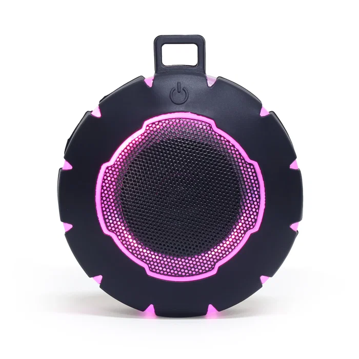 Gembird SPK-BTOD -01 Altavoz Bluetooth Portátil con Luces LED, Negro, Batería Recargable, 3W, Ideal para Exteriores y Fiestas