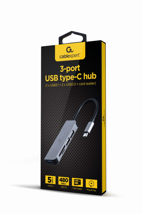GEMBIRD UHB-CM-CRU3P1U2P2-01 Base para Portátil y Replicador de Puertos Alámbrico USB 3.2 Gen 1 Type-A Plata