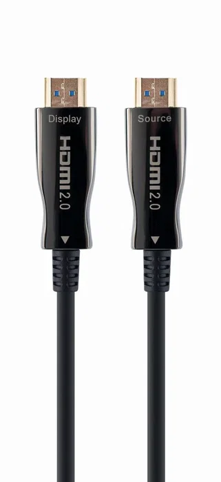 Gembird CCBP-HDMI-AOC-50M-02 Cable HDMI 2.0 AOC de Fibra Óptica 50 Metros con Ethernet, Alta Velocidad 18Gbps, 4K UHD HDR, Negro, Premium