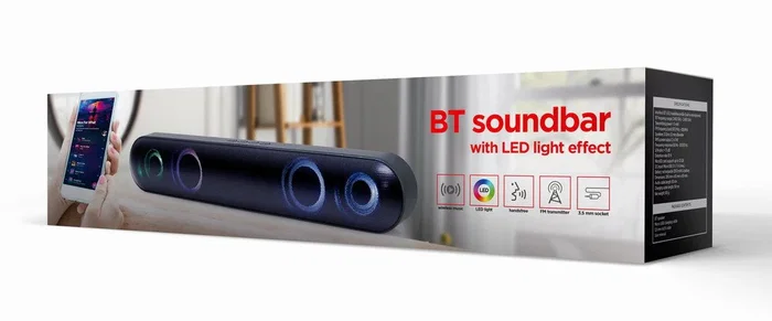 Gembird SPKBT-BAR400L Barra de Sonido Bluetooth 2.0 - 10W, RGB, Micrófono, USB/AUX/MicroSD, Radio FM, Negro