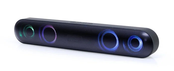 Gembird SPKBT-BAR400L Barra de Sonido Bluetooth 2.0 - 10W, RGB, Micrófono, USB/AUX/MicroSD, Radio FM, Negro