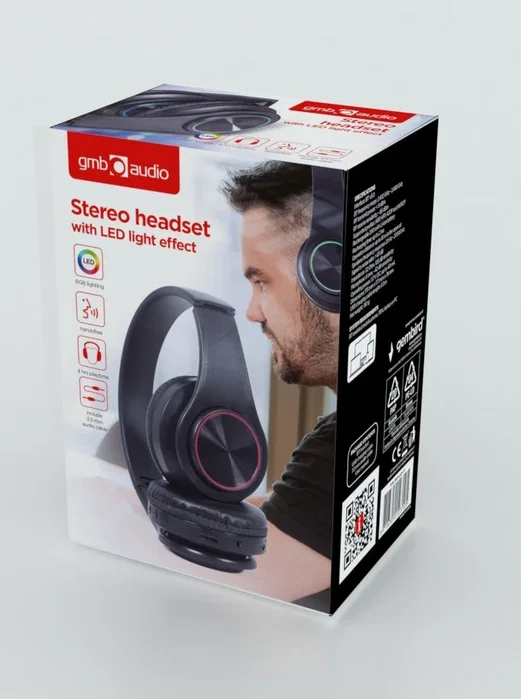Gembird BHP-LED-01 Auriculares Estéreo Bluetooth Negro