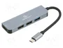 GEMBIRD Hub USB 4 en 1 USB Type-C Plata