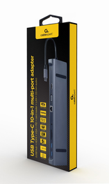 Gembird A-CM-COMBO10-01 Base para portátil y replicador de puertos USB 3.2 Gen 1 Type-C Gris