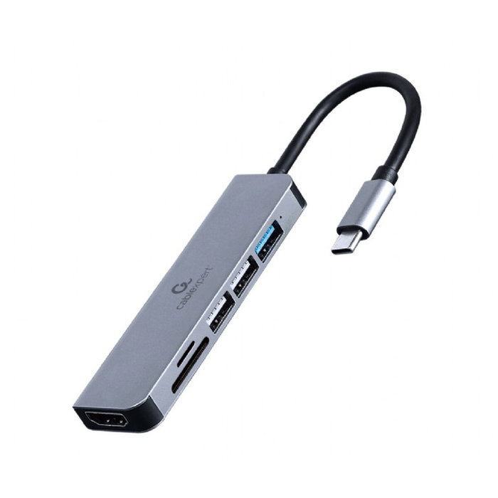 GEMBIRD A-CM-COMBO6-02 Adaptador Multi-puerto 6 en 1 con HDMI y Lector de Tarjetas Gris GEMBIRD A-CM-COMBO6-02 Adaptador Multi-puerto 6 en 1 con HDMI y Lector de Tarjetas Gris