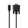 Gembird Adaptador de cable de vídeo USB C a VGA (D-Sub) 2m Negro A-CM-VGAM-01