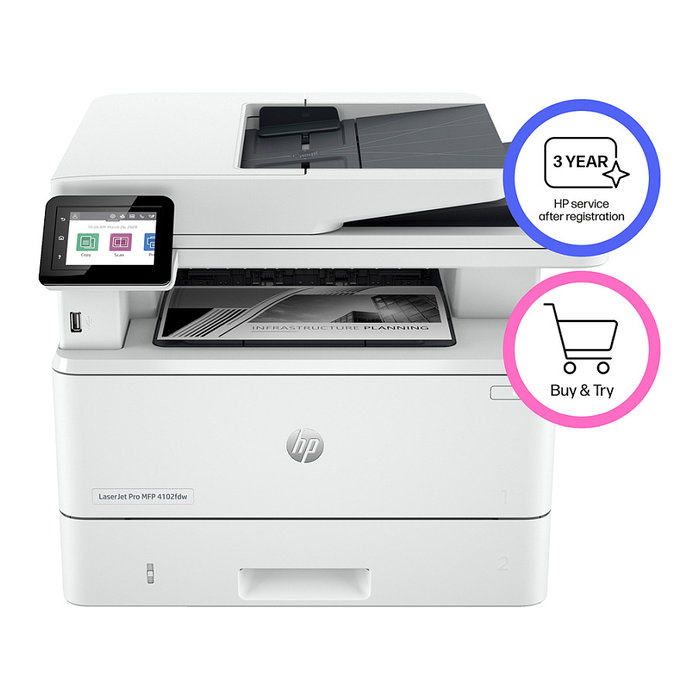 HP LaserJet Pro MFP 4102FDW S/W-Laserdrucker Impresora Multifunción Laser 4 en 1 Blanco y Negro 40 ppm A4 con WiFi, Ethernet, ADF, Duplex y Pantalla Táctil