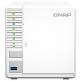 QNAP TS-364 NAS de 3 Bahías, Intel Celeron N5095 Quad-Core 2.9 GHz, 8 GB DDR4 RAM, Blanco, Almacenamiento en Torre con 2 Ranuras M.2 y Puertos USB 3.2