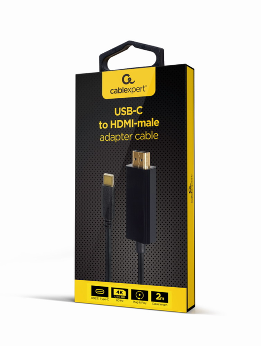 GEMBIRD A-CM-HDMIM-02 Cable Adaptador USB-C Macho a HDMI Hembra 2m Negro Soporta 4K GEMBIRD A-CM-HDMIM-02 Cable Adaptador USB-C Macho a HDMI Hembra 2m Negro Soporta 4K