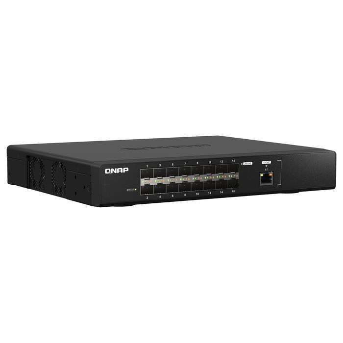 QNAP QSW-M5216-1T Switch de Rack Gestionado L2, 16 Puertos SFP28 25G, 820 Gbit/s, QoS, VLAN, Jumbo Frames