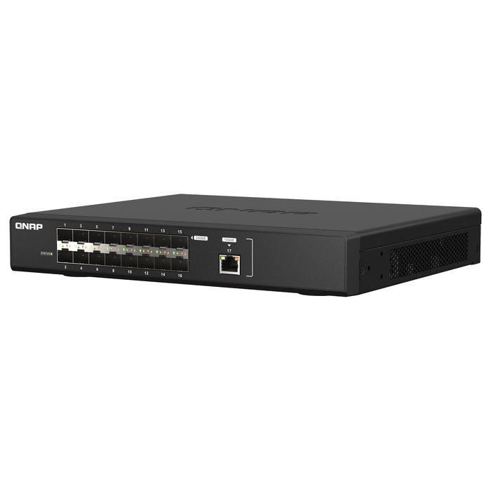 QNAP QSW-M5216-1T Switch de Rack Gestionado L2, 16 Puertos SFP28 25G, 820 Gbit/s, QoS, VLAN, Jumbo Frames
