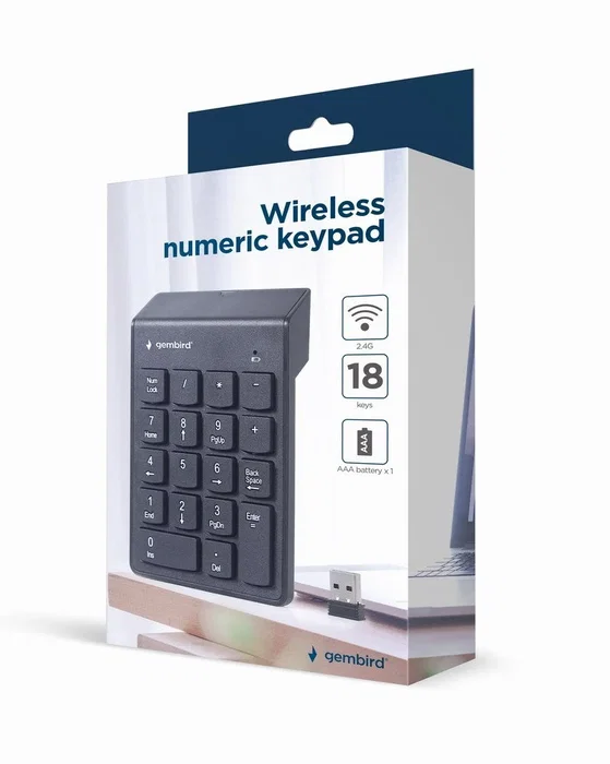 Gembird KPD-W-02 Teclado Numérico Inalámbrico 18 Teclas Bluetooth Negro