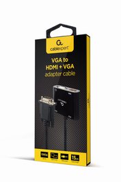 Gembird A-VGA-HDMI-02 Adaptador de Cable de Video HDMI a VGA (D-Sub) 0.15 m Negro