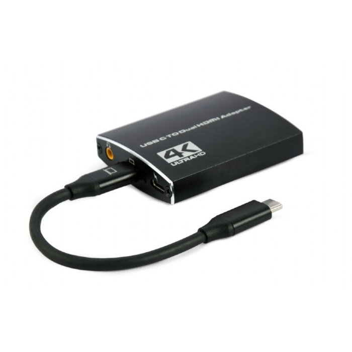GEMBIRD Adaptador USB-C a Doble HDMI 4K Negro A-CM-HDMIF2-01