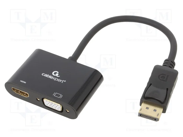 Gembird A-DPM-HDMIFVGAF-01 Adaptador DisplayPort Macho a HDMI Hembra y VGA Hembra Negro