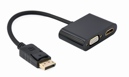 Gembird A-DPM-HDMIFVGAF - Adaptador DisplayPort Macho a HDMI Hembra y VGA Hembra - 0.1 m - Negro