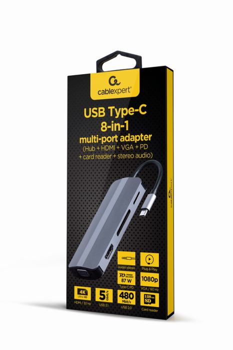 Hub USB GEMBIRD A-CM-COMBO8-02