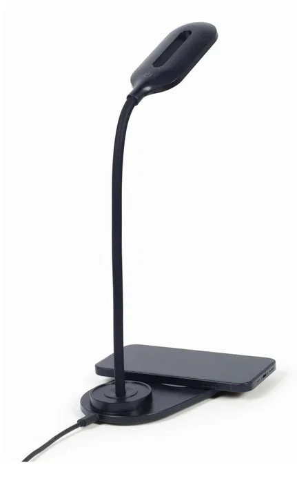 Gembird TA-WPC10-LED-01 - Cargador de Escritorio Inalámbrico Qi 10W para Smartphone, Negro, Compatible con iPhone 8+/Samsung Galaxy S21/S20/S10/Nota, Cable 1.5m