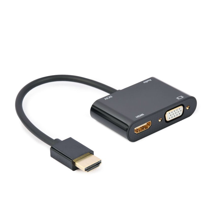 Gembird Adaptador HDMI Macho a HDMI Hembra + VGA Hembra con Audio Negro