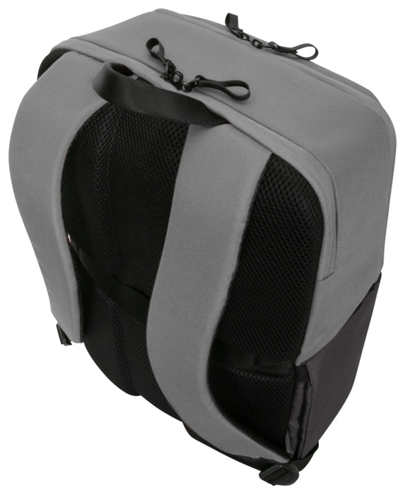 Targus Sagano Mochila para portátil de 15.6 pulgadas, Negro, Gris, RPET 500, Fabricada con materiales reciclados