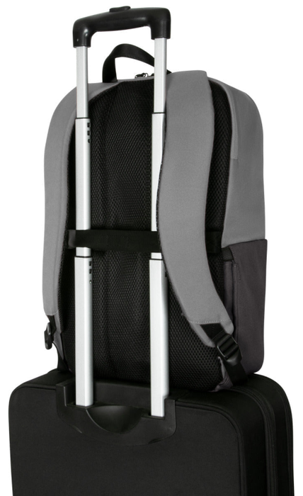 Targus Sagano Mochila para portátil de 15.6 pulgadas, Negro, Gris, RPET 500, Fabricada con materiales reciclados