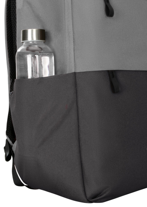 Targus Sagano Mochila para portátil de 15.6 pulgadas, Negro, Gris, RPET 500, Fabricada con materiales reciclados