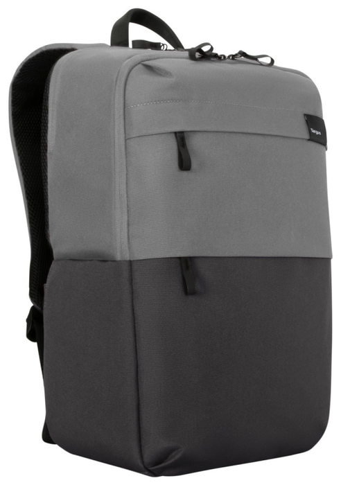 Targus Sagano Mochila para portátil de 15.6 pulgadas, Negro, Gris, RPET 500, Fabricada con materiales reciclados