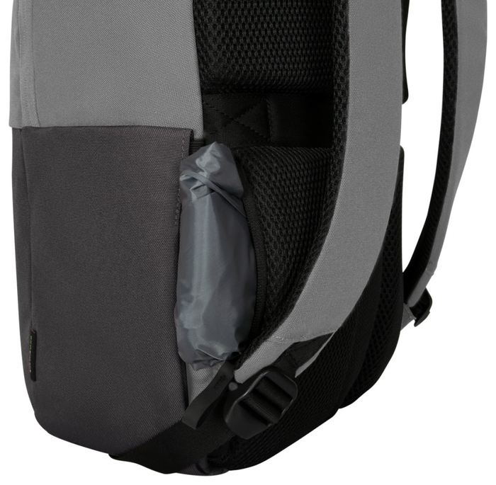Targus Sagano Mochila para portátil de 15.6 pulgadas, Negro, Gris, RPET 500, Fabricada con materiales reciclados