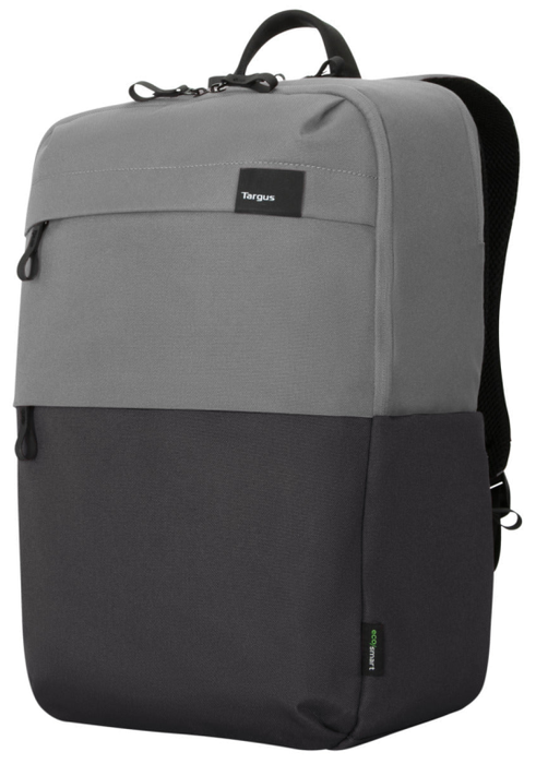 Targus Sagano Mochila para portátil de 15.6 pulgadas, Negro, Gris, RPET 500, Fabricada con materiales reciclados