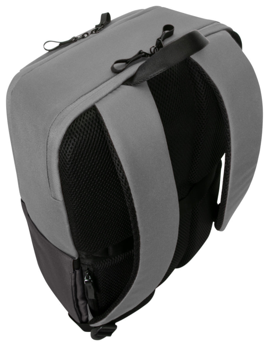 Targus Sagano Mochila para portátil de 15.6 pulgadas, Negro, Gris, RPET 500, Fabricada con materiales reciclados