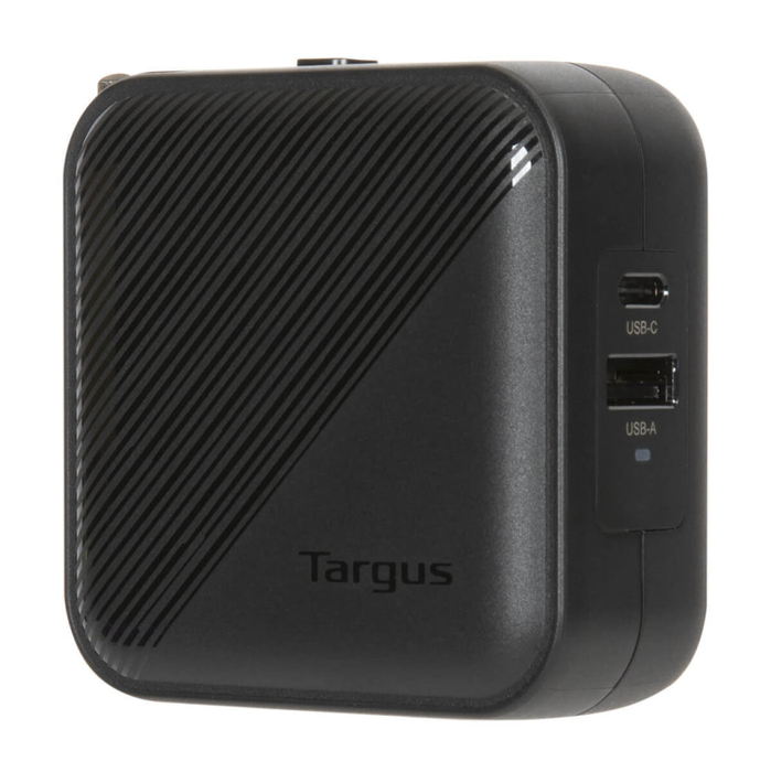 Targus APA803GL Cargador Universal para Dispositivos Móviles, Carga Rápida 65W, Doble Salida USB-C, Interior, Negro