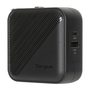 Targus APA803GL Cargador Universal para Dispositivos Móviles, Carga Rápida 65W, Doble Salida USB-C, Interior, Negro