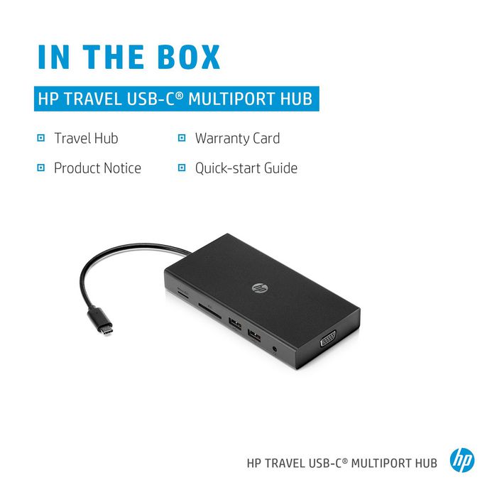 HP Hub Multi Puerto USB-C para Viajes con HDMI, VGA, Ethernet y Carga 0.378 lb / 171 g HP Hub Multi Puerto USB-C para Viajes con HDMI, VGA, Ethernet y Carga 0.378 lb / 171 g