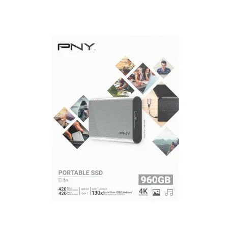 PNY SSD CS1050 Disco Duro Externo Elite 960GB NVMe USB-C 3.2 Gen 1 Plata