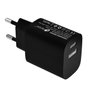 Leotec LECSPH20W2K Cargador de Pared 20W Negro con USB-C PD y USB-A