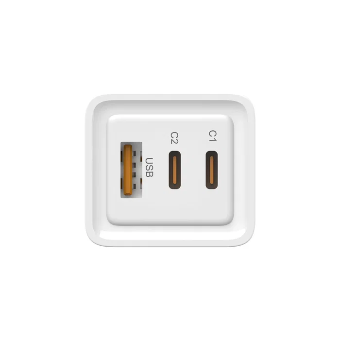 Leotec LECSPH65W3W Cargador de Pared GaN 65W con 2 Puertos USB-C y 1 USB-A para Carga Rápida Universal