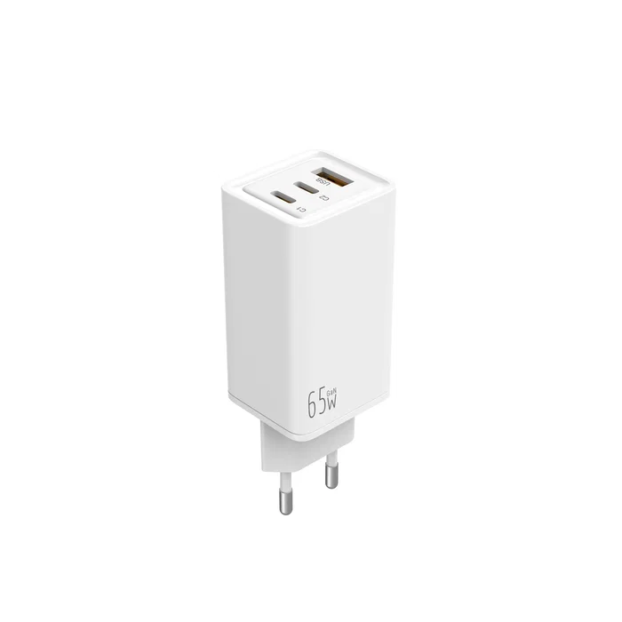 Leotec LECSPH65W3W Cargador de Pared GaN 65W con 2 Puertos USB-C y 1 USB-A para Carga Rápida Universal