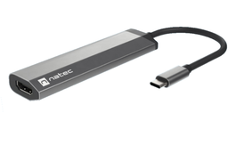 NATEC Fowler Slim Hub USB-C 3.2 Gen 1 con Carcasa de Aluminio Negro y Cromo