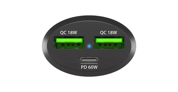 Natec Coney - Cargador Coche Rápido con 2 Puertos USB-A, 1 USB-C, QC3.0, PD 3.0, 84W, 12-24V para Encendedor, Negro