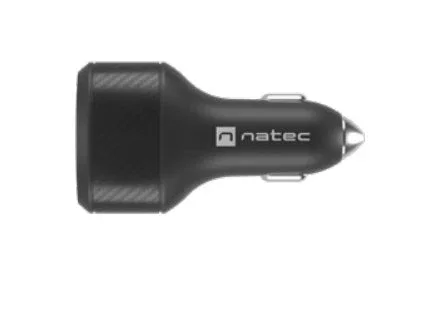 Natec Coney - Cargador Coche Rápido con 2 Puertos USB-A, 1 USB-C, QC3.0, PD 3.0, 84W, 12-24V para Encendedor, Negro